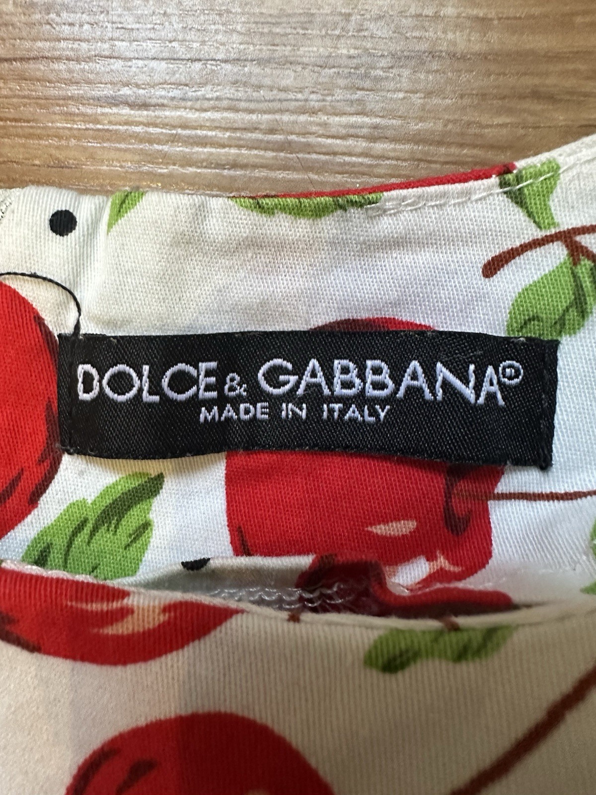 Dolce & Gabbana Vintage Cherry Print Dress Polka Dot Cotton A-Line Mini IT 42 S