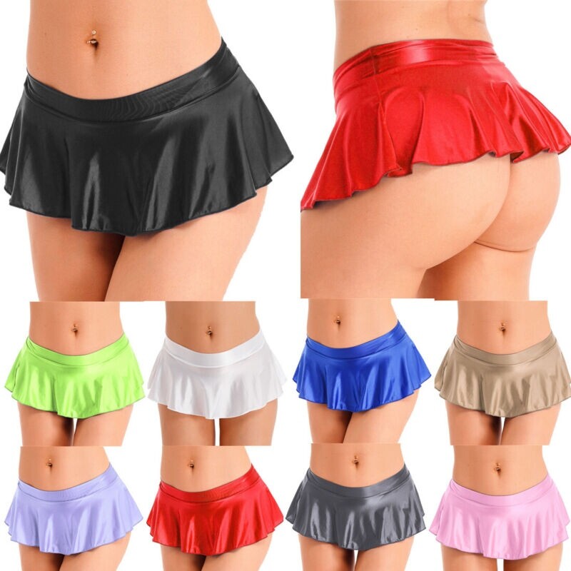 US Womens Miniskirt Mini Nightwear Bottoms Underwear Low Rise Lingerie A-line