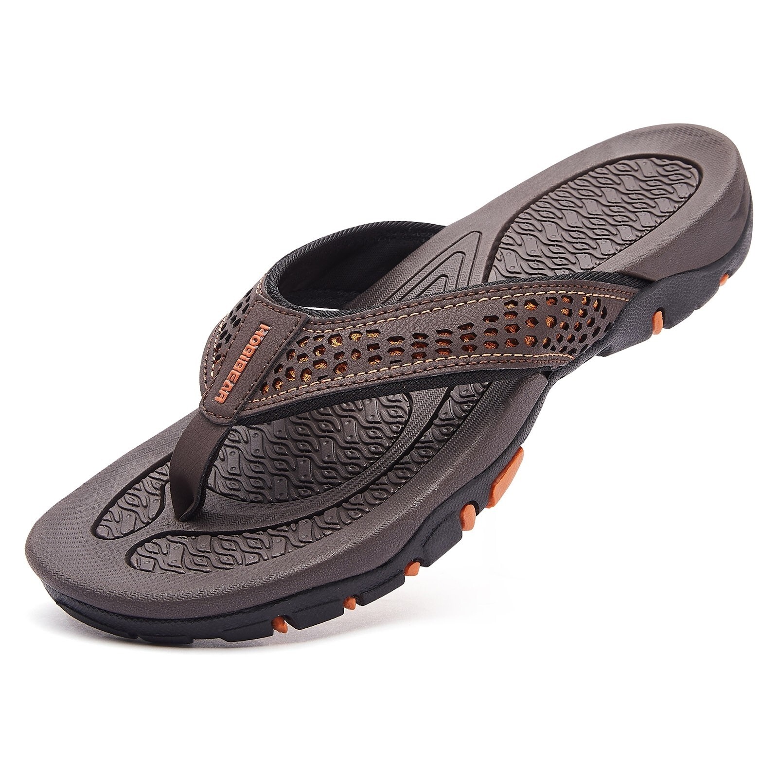 S 7-16 Hobibear Mens Thong Sandals Indoor Outdoor Beach Flip Flop Comfort Brown