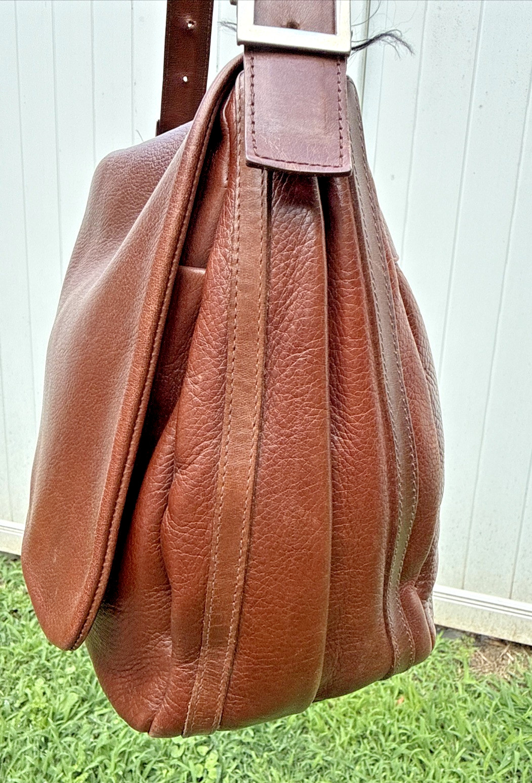 Tuscan’s Brown Italian All Leather Shoulder Satchel Mailbag Saddle Bag Adustable