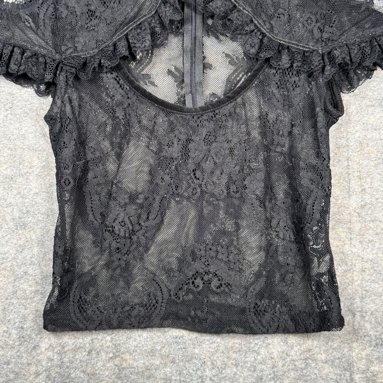 Womens Killstar Black Lace Grunge Gothic Style Top Size XS 13×17