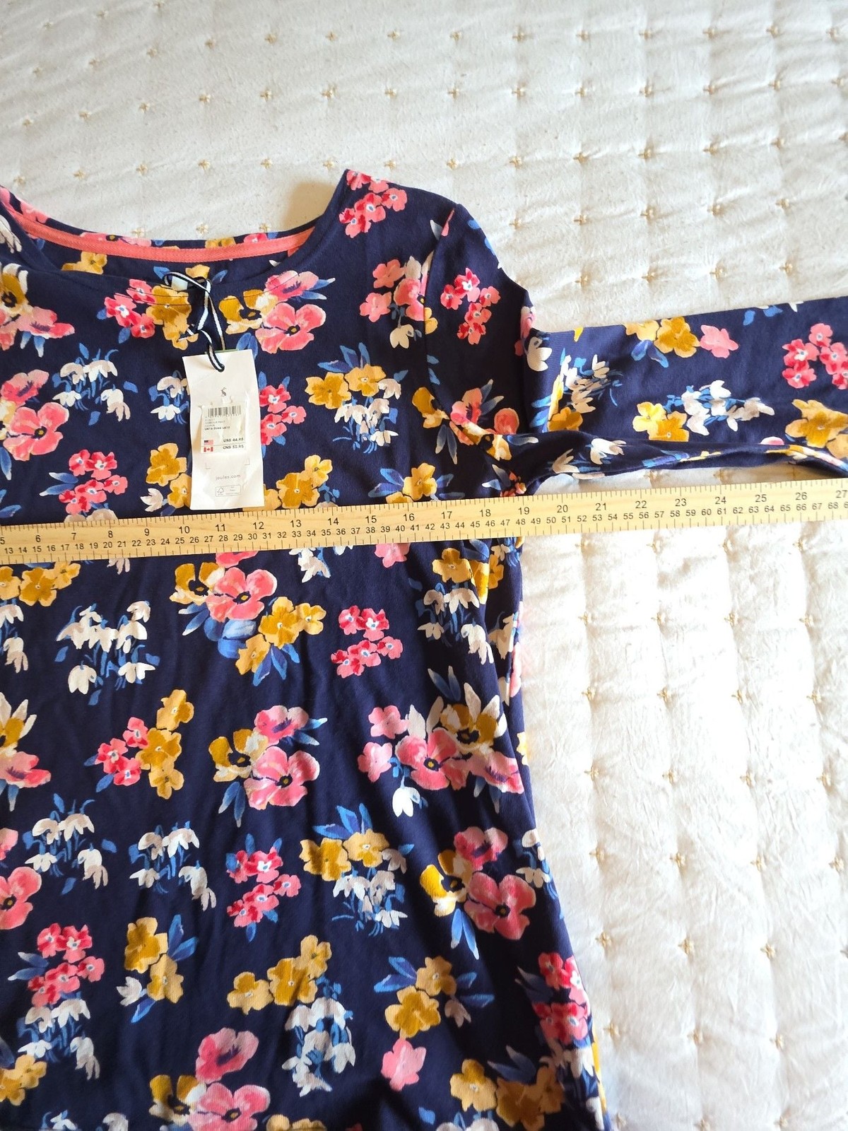 Joules Harbour Print Long Sleeve Jersey Top in Navy Floral