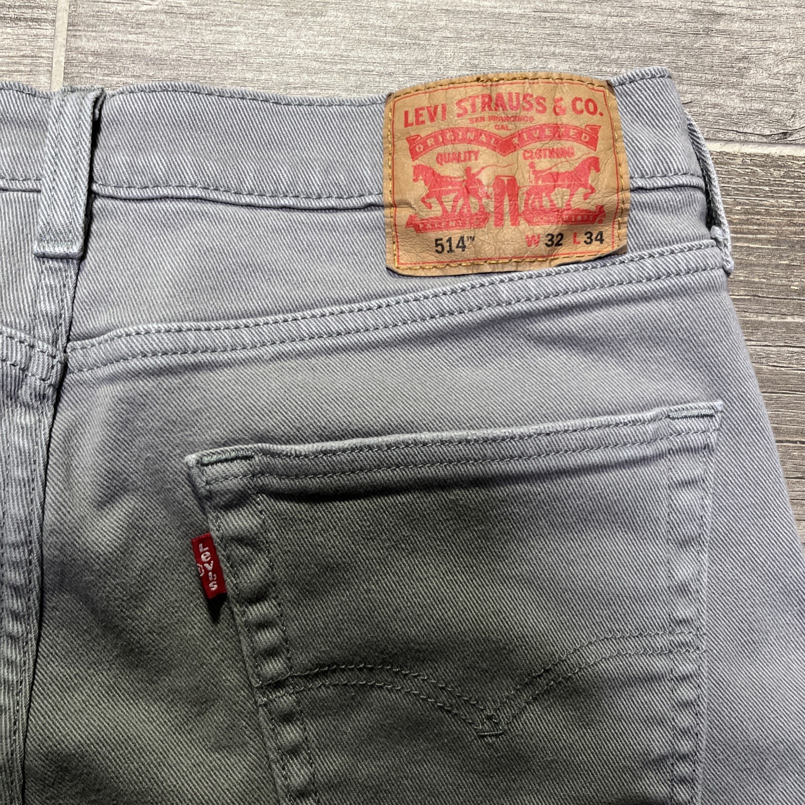 Men’s Levi’s 514 Straight Fit Gray Pants Size 32”x34”