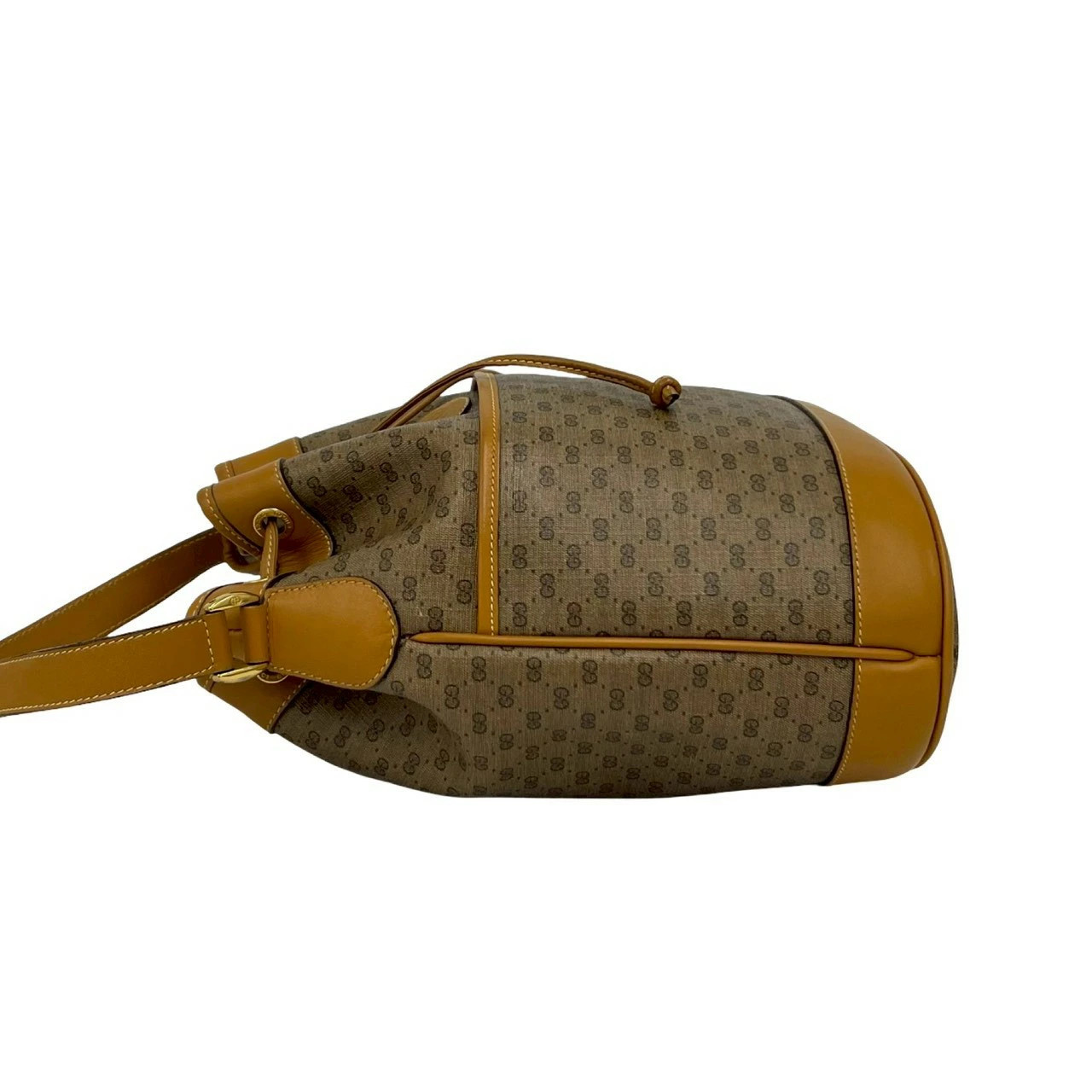 GUCCI Vintage Old Gucci GG Logo Pattern Leather Mini Boston Handbag Navy Bag