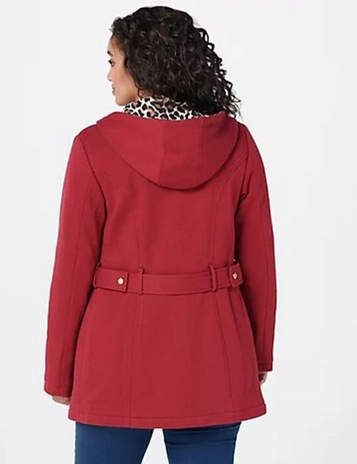 Susan Graver Stormy Night Blue Knit Fleece Coat Jacket Leopard Hood M New