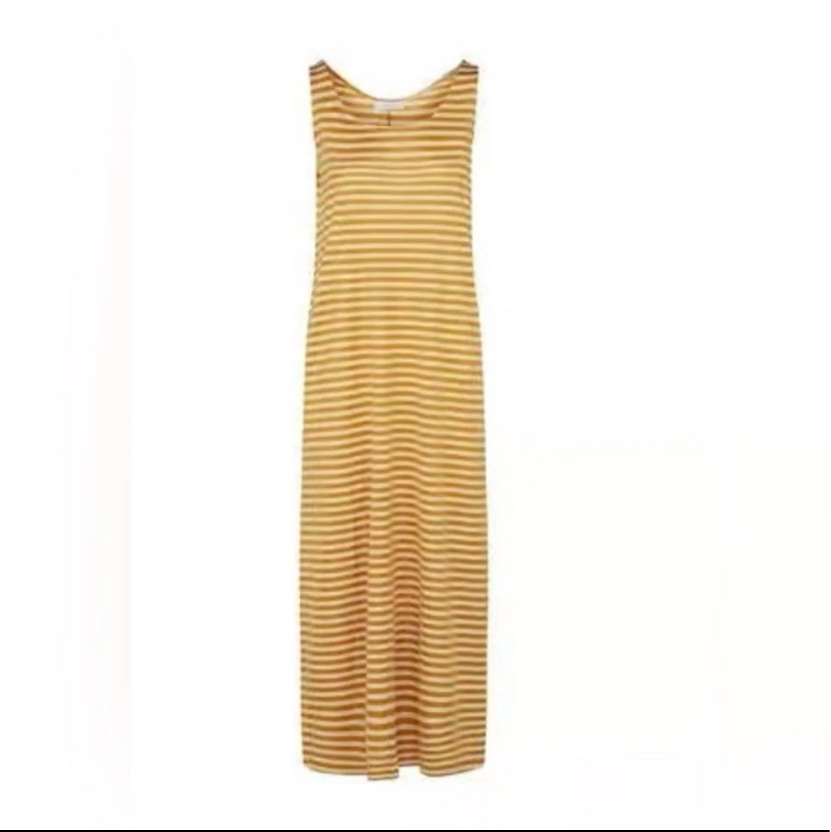 Max Mara Leisure Cina Stripe Jersey Maxi Dress in Mustard NWT $275 Size Small