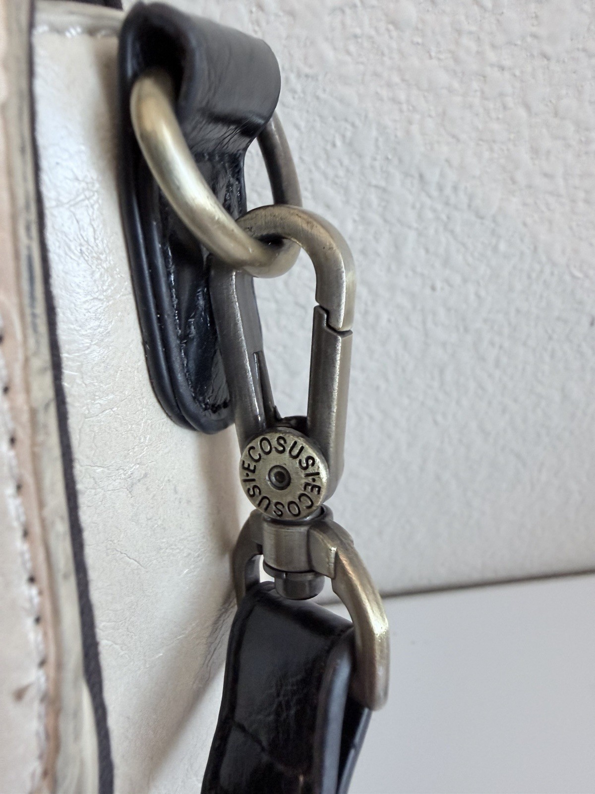 ECOSUSI Beige Black Satchel Crossbody Bag Vintage Style Top Handle Purse
