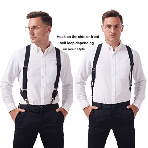 Suspenders for Men Heavy Duty for Big and Tall Large, 2 Hooks 1.5 Inches Black