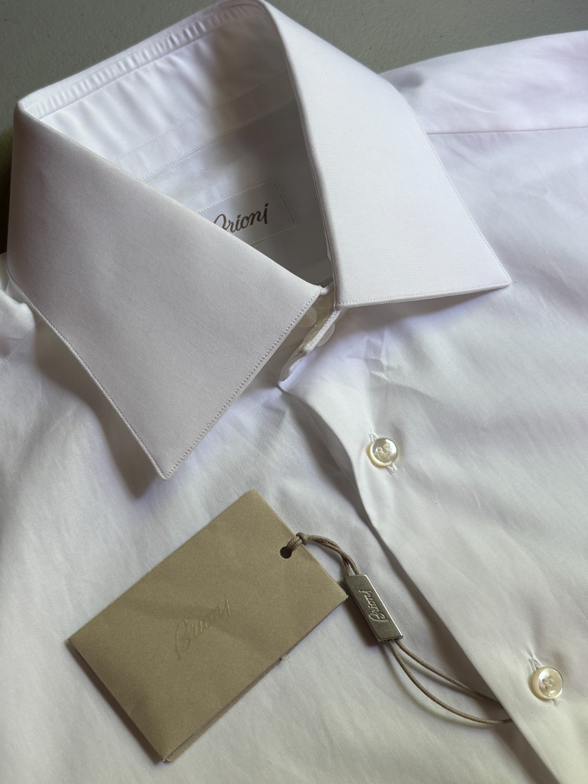 NWT Brioni Cotton Dress Shirt Size 38 / 15