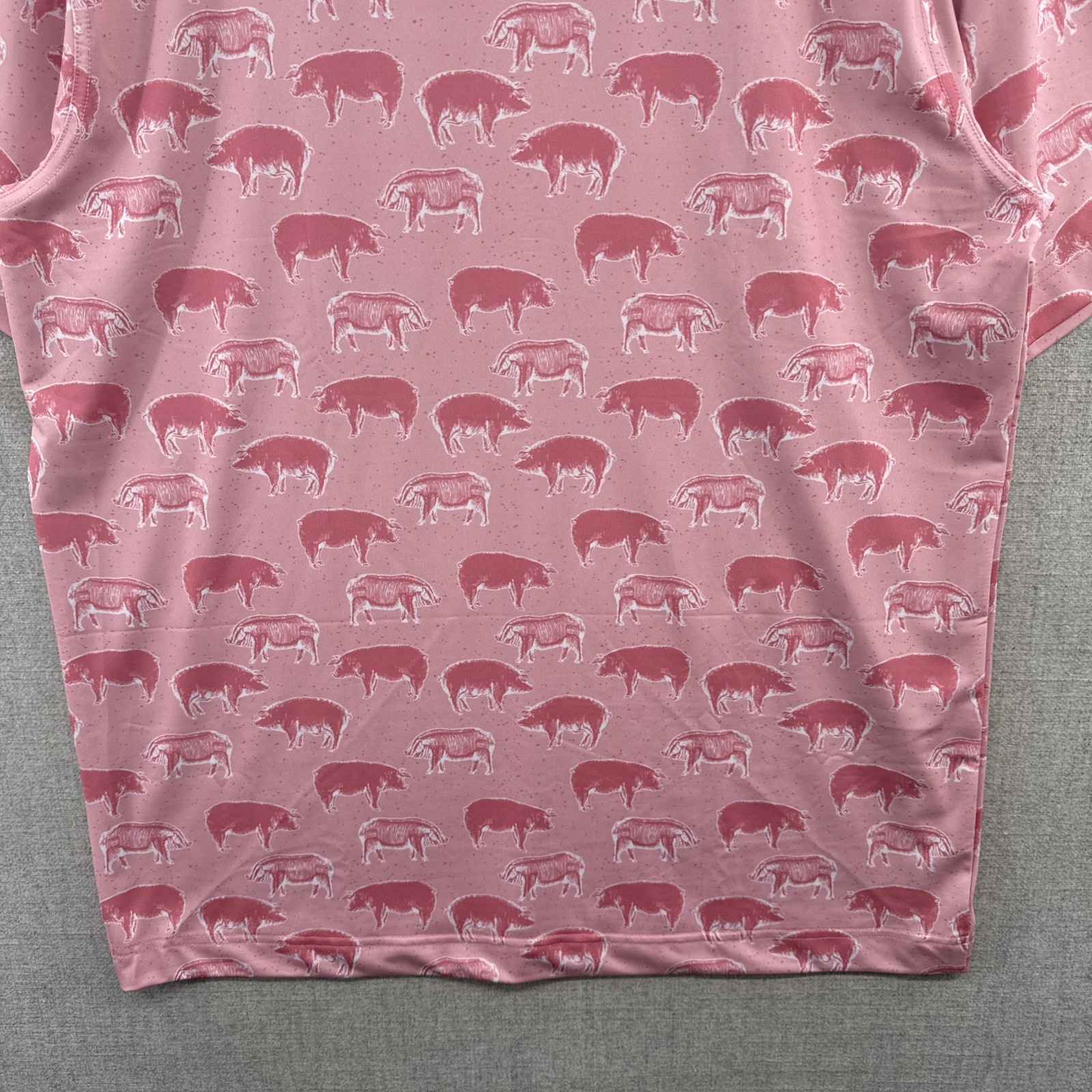 Waggle Polo Shirt Mens Large Pink Hog Heaven Pigs Golf Stretch Outdoor NWI