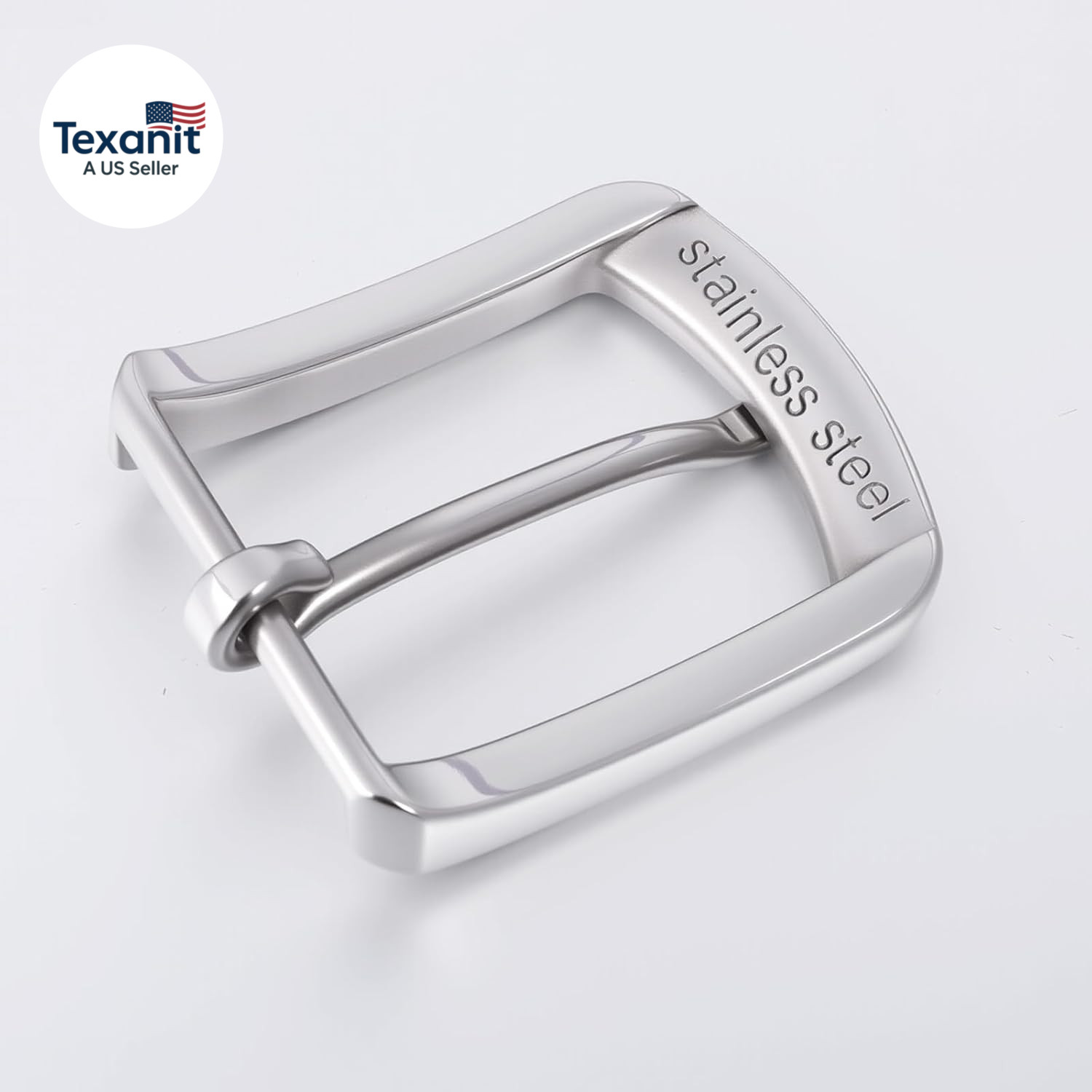 Silver Belt Buckle, 1.5 Inch Belt Buckles for Men, Stainless Steel Single Prong