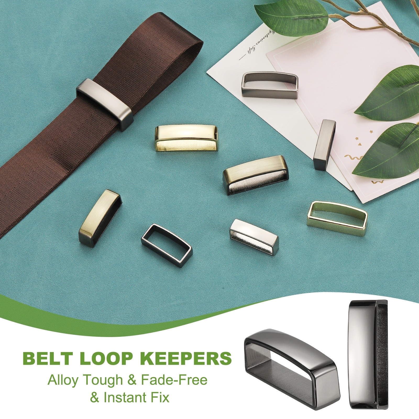 4 Pcs Black 1-1/2 Inch 40mm Belt Loop Keepers Alloy Belt Men’s Buckle for Fixing