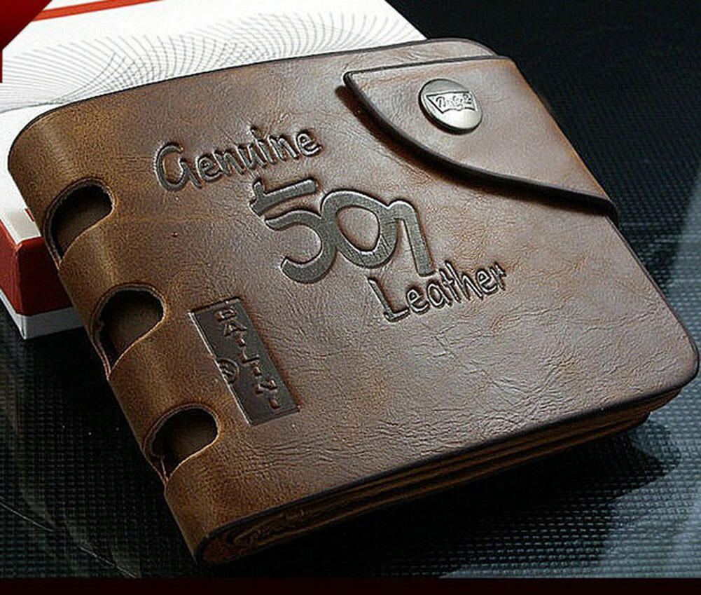 Men’s Leather Short Hasp Bifold Wallet Credit ID Card Holder Coin Pocket Bag