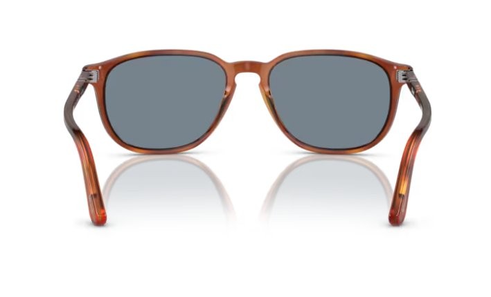 Persol Men’s 0PO3019S 96/56 55 Square Sunglasses,Light Havana Frame/Blue Lenses
