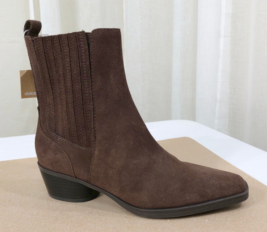 Dolce Vita Faint H2O Elastic Gore Waterproof Suede Chelsea Boot US 8 Dark Brown
