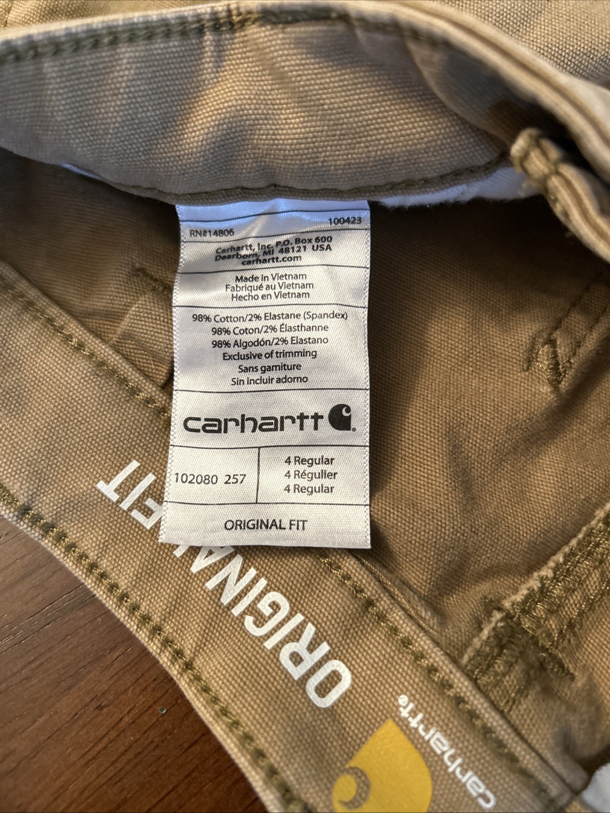 Carhartt Women’s Original Fit Canvas Work Pants Size 4 Regular Brown Utility