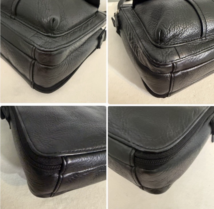 Fossil Vintage Black Leather Crossbody Bag Organizer Purse Shoulder Bag 75082