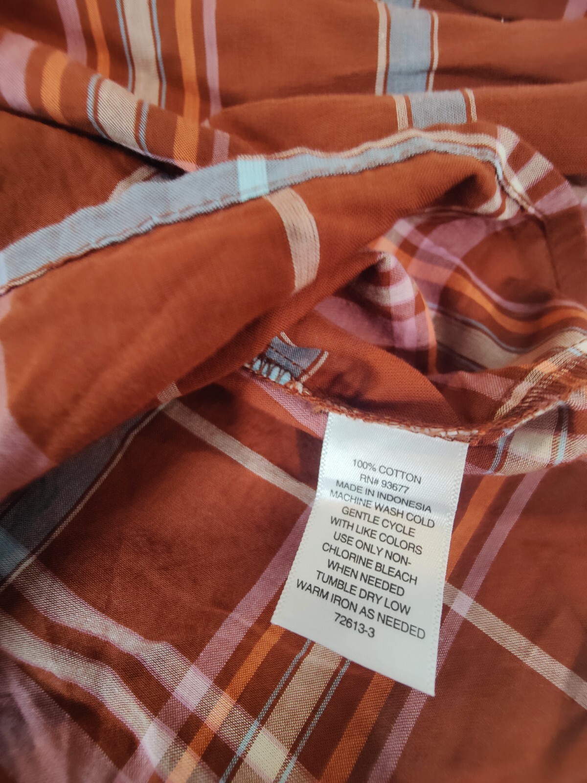 A.N.A Womens 3X Brown Multi Color Front Button Up Plaid Blouse 100%Cotton NWT