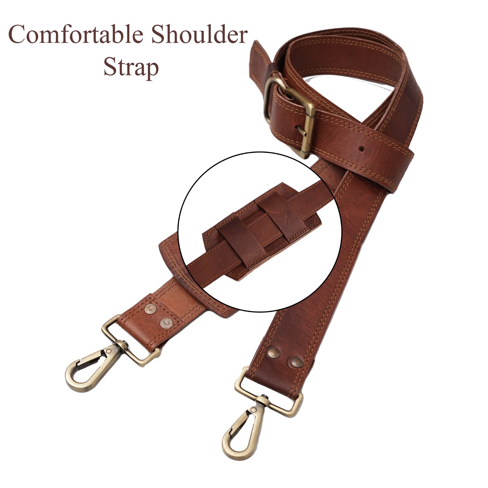 Handmade Leather Shoulder Replacement Strap for Messenger Briefcase Bag & Duffle