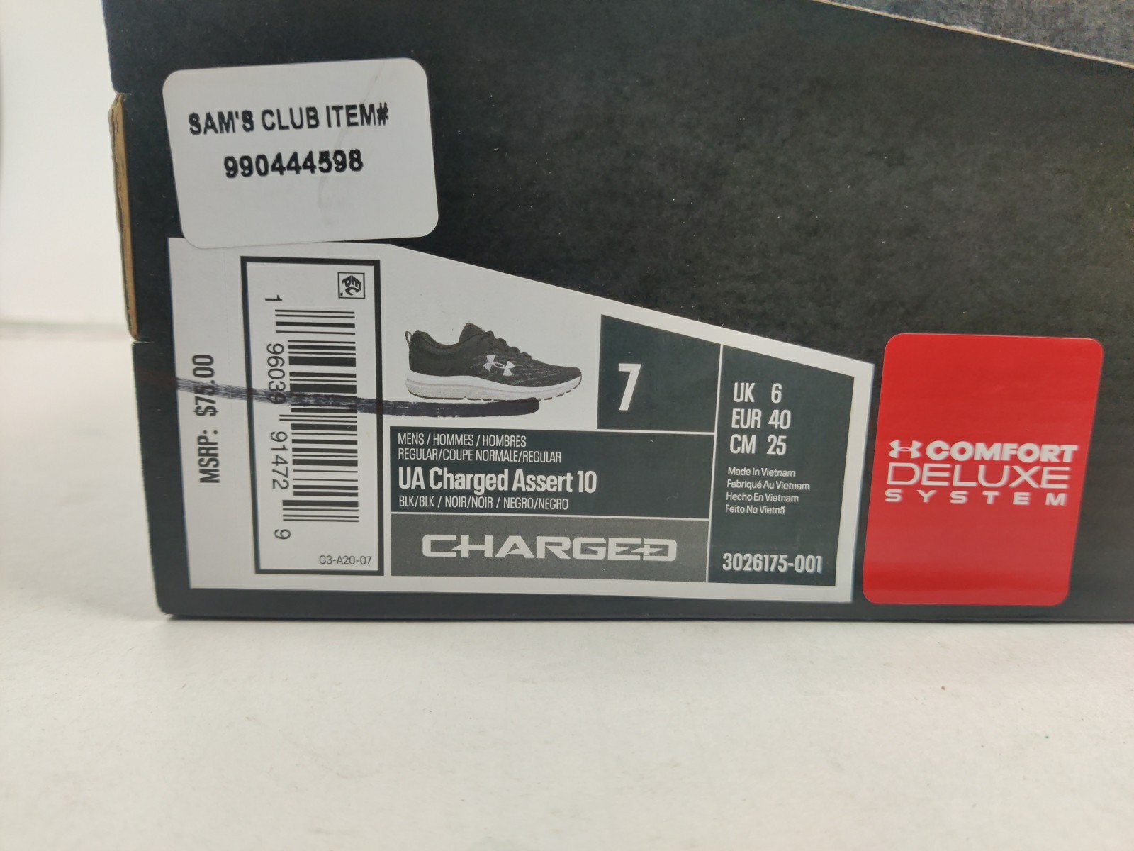 Under Armour 3026175 Men’s 7 UA Charged Assert 10 Running Athletic Shoes