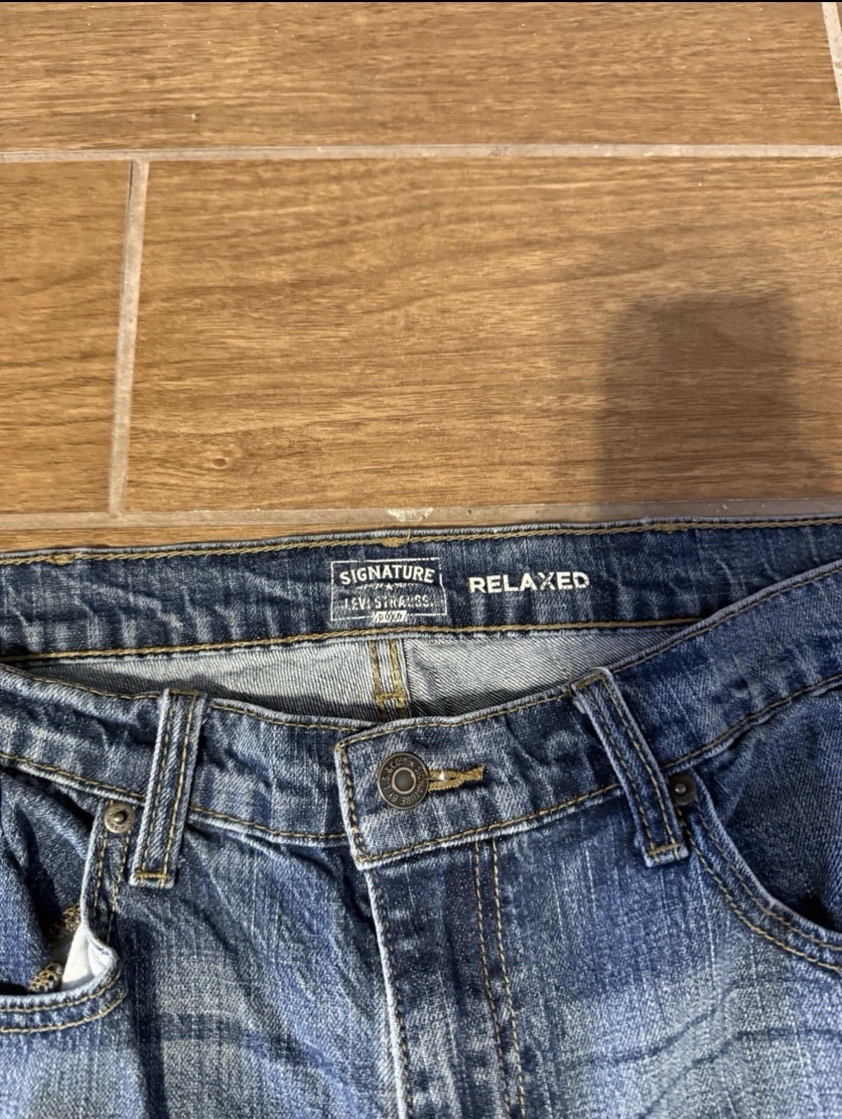 Signature by Levi Strauss Gold Men’s Relaxed Fit Blue Denim Jeans Wash 38×32
