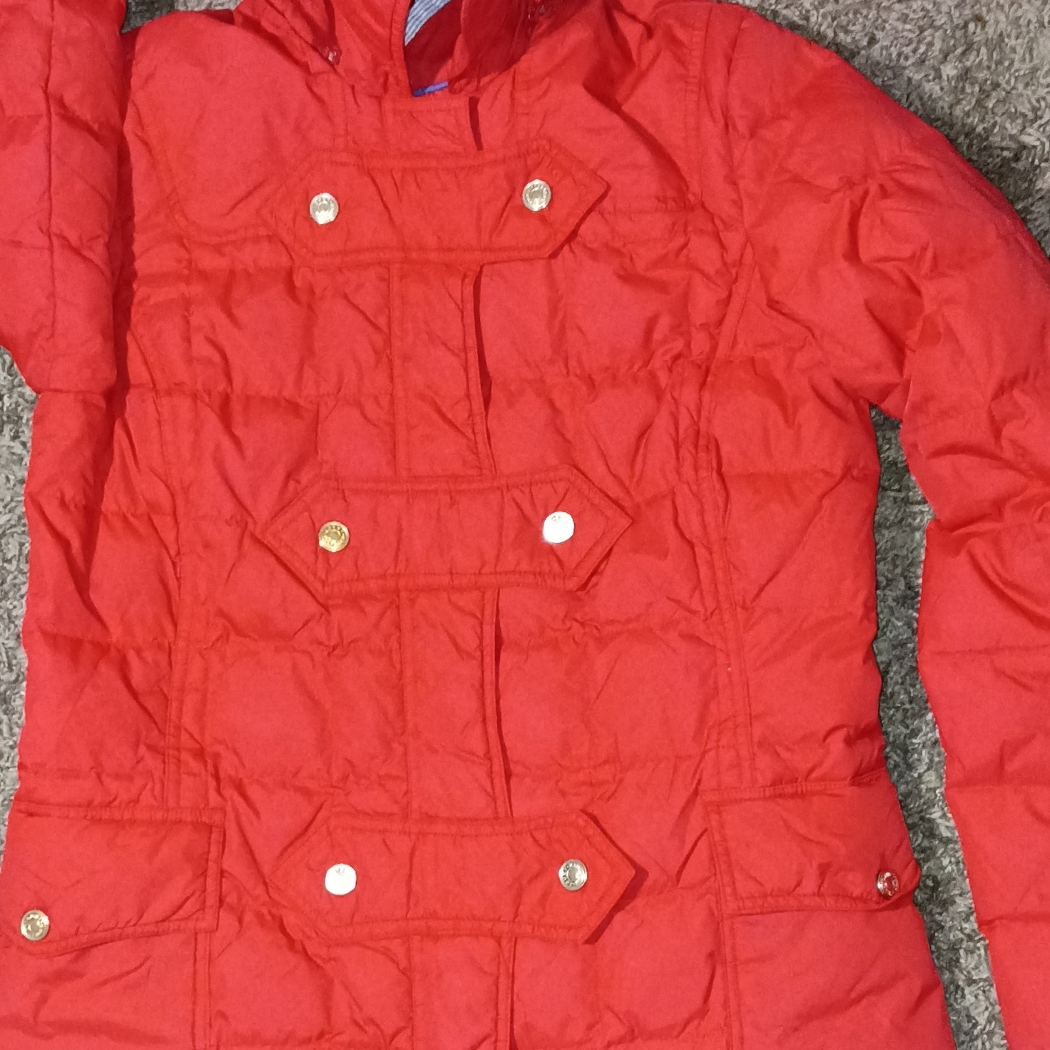 Tommy Hilfiger Coat Size Small Women Hooded Red Puffer Coat