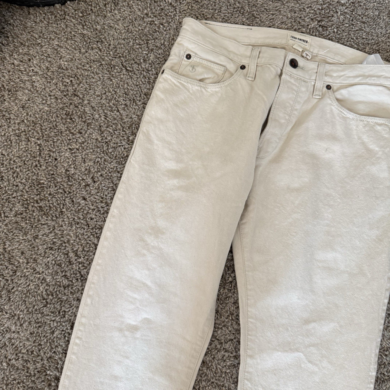 TODD SNYDER Selvedge Jeans Men’s SIZE 32X34 Slim Straight Fit Cream Casual