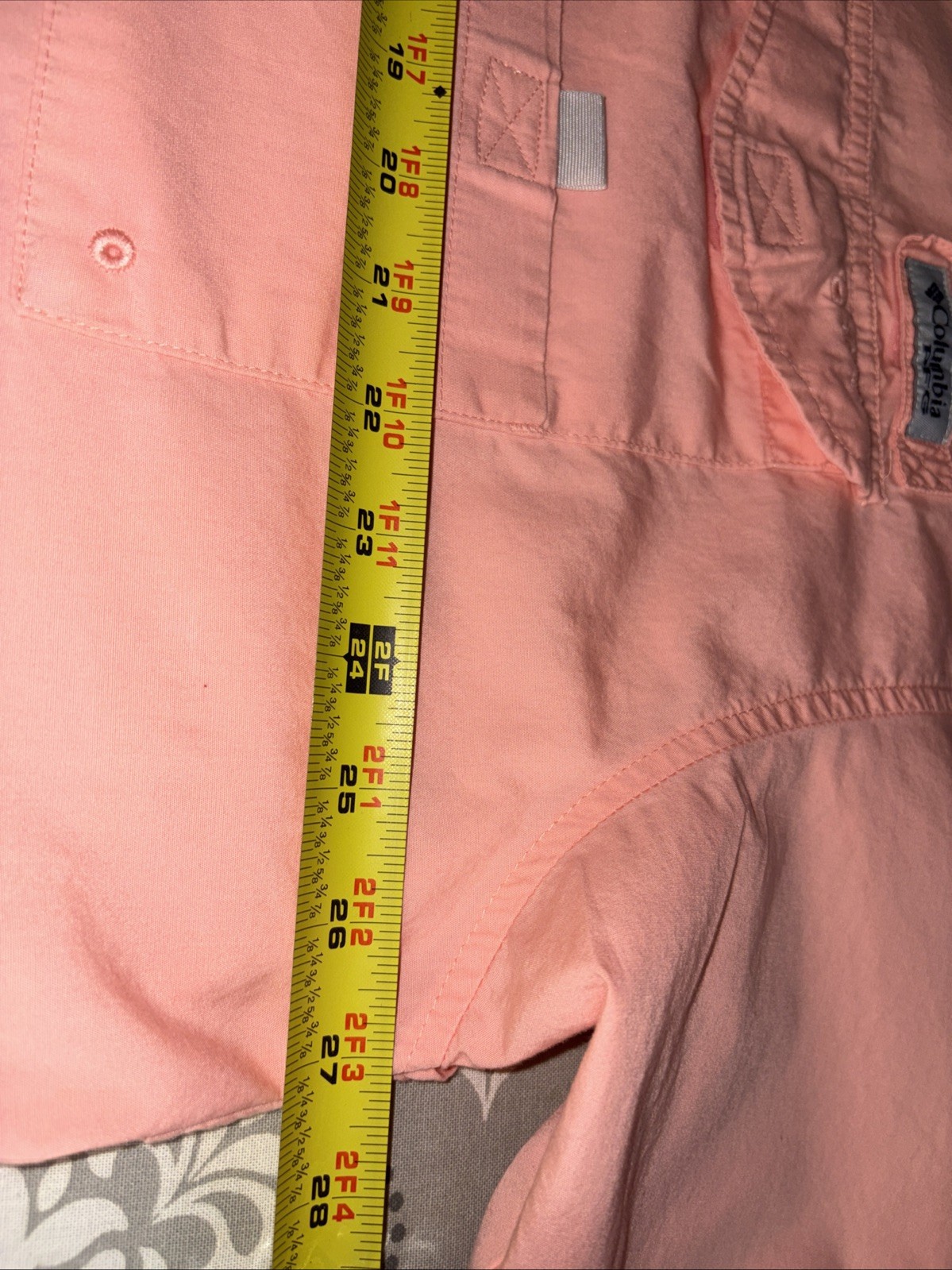 Columbia PFG Mens XL Performance Fishing Gear Shirt Vented OmniShade Peach