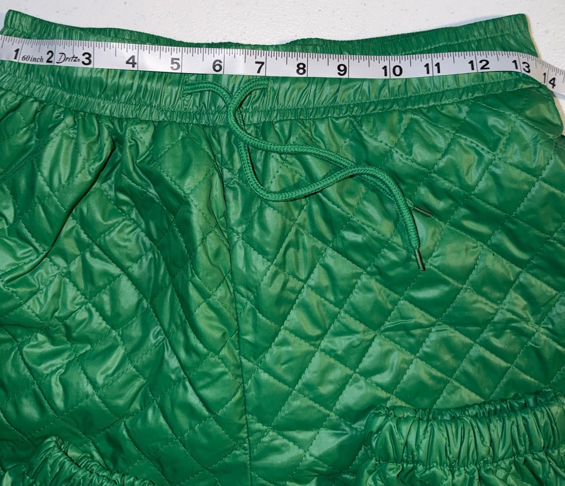 Men’s Green Quilted Jogger Pants Size M Regular Fit 32″ Waist Pockets