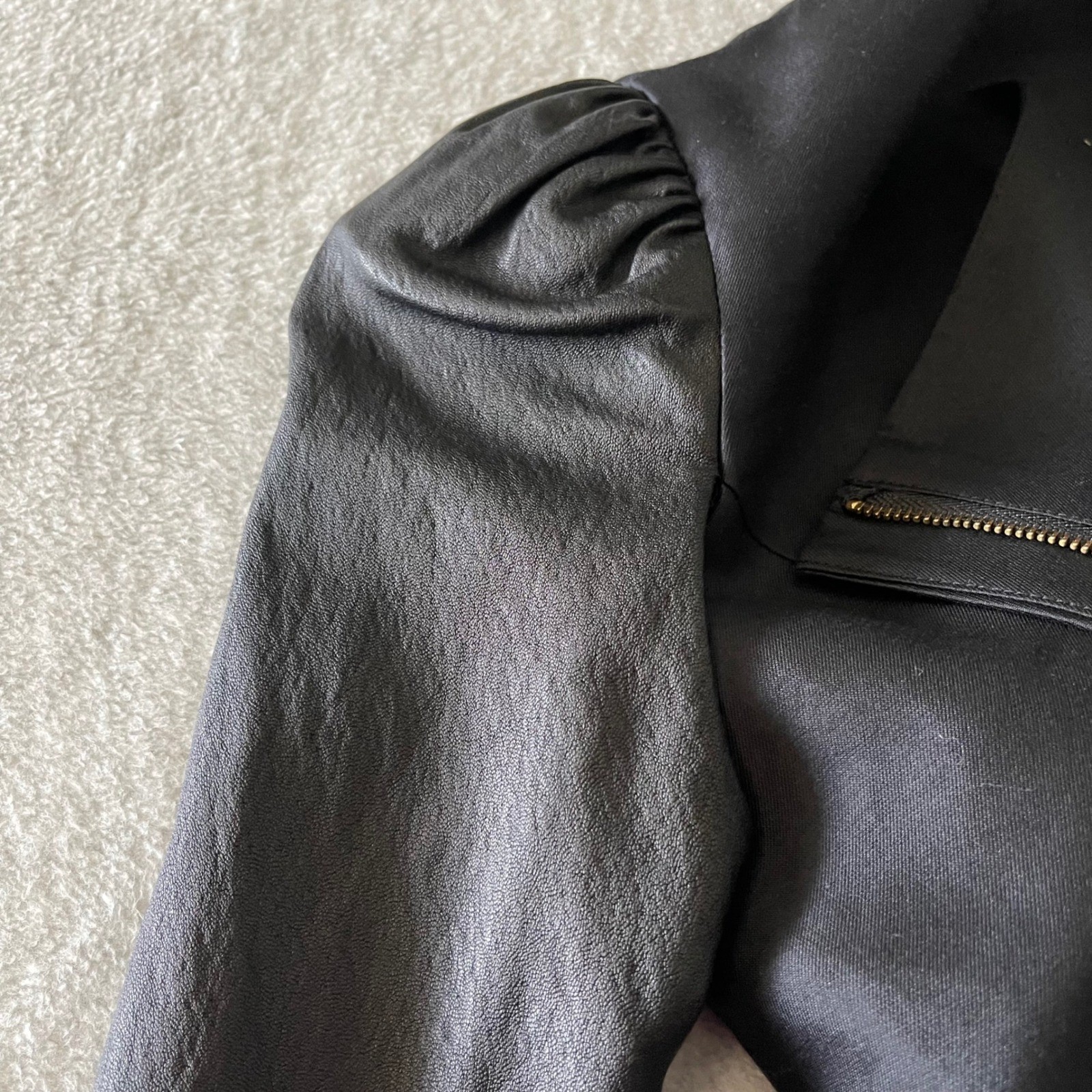 Thomas Wylde Black Structured Jacket SZ 2 Wool Silk Leather Blazer Made in Korea