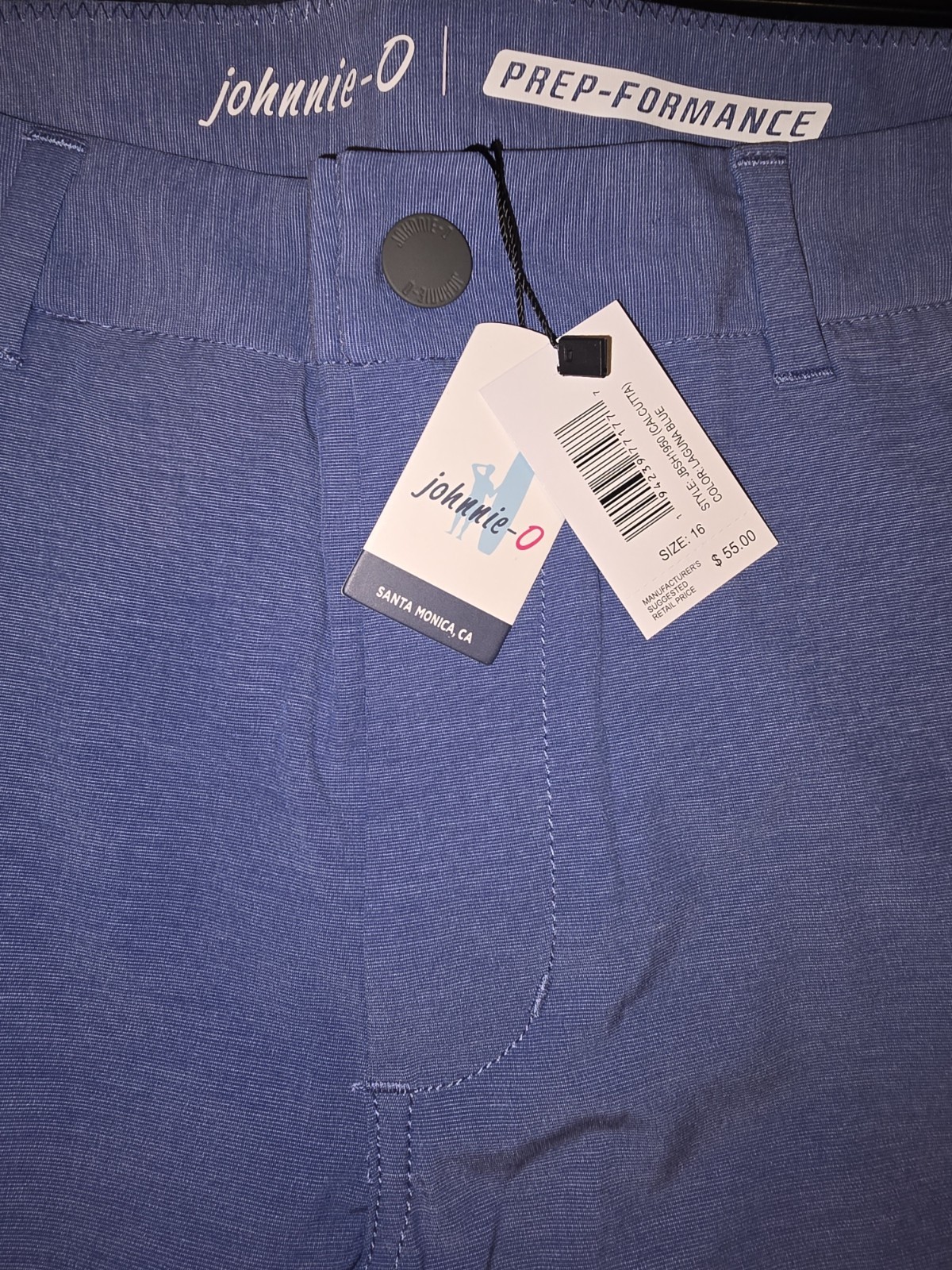 NWT Johnnie-O Prep-Formance Calcutta Boys Shorts Laguna Blue