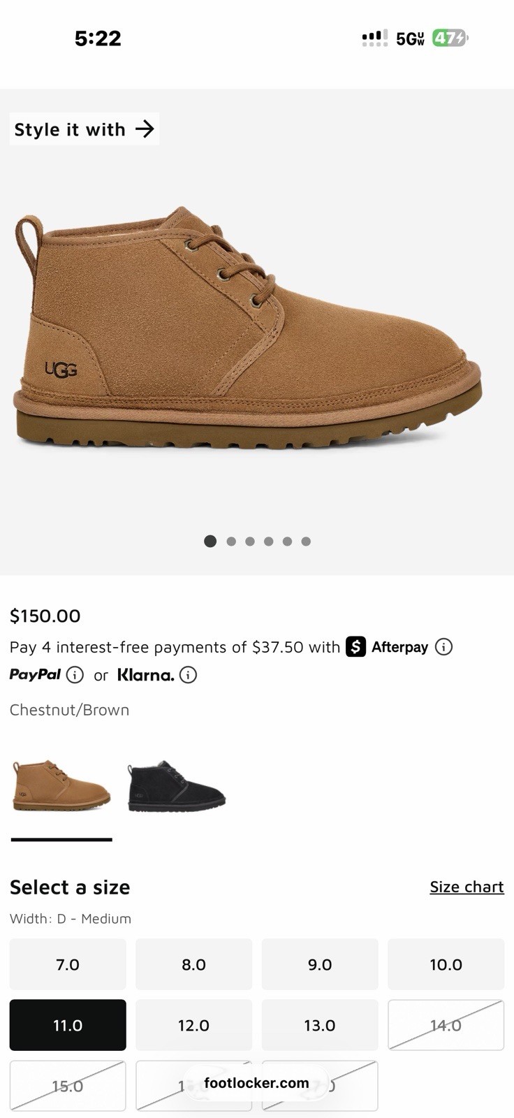 UGG Neumel Boot Brown Suede Sheepskin Lined Lace-Up Ankle Chukka US 11