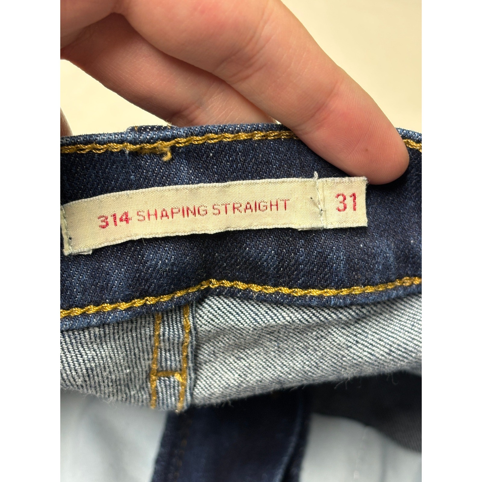 Levi Strauss Premium Big E 314 Shaping Straight Dark Denim Jeans Women 33X31