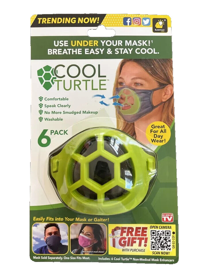 Cool Turtle for Facemasks Package of 6. Re-usable NEW