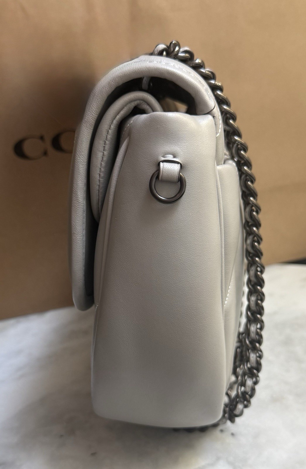 Coach Pillow Madison Shoulder Bag with Quilting in Dove Gray