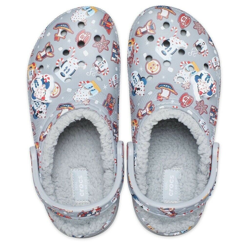 Disney Parks 2021 Christmas Holiday Snacks Fleece Lined CROCS Men 5 Women 7 NWT