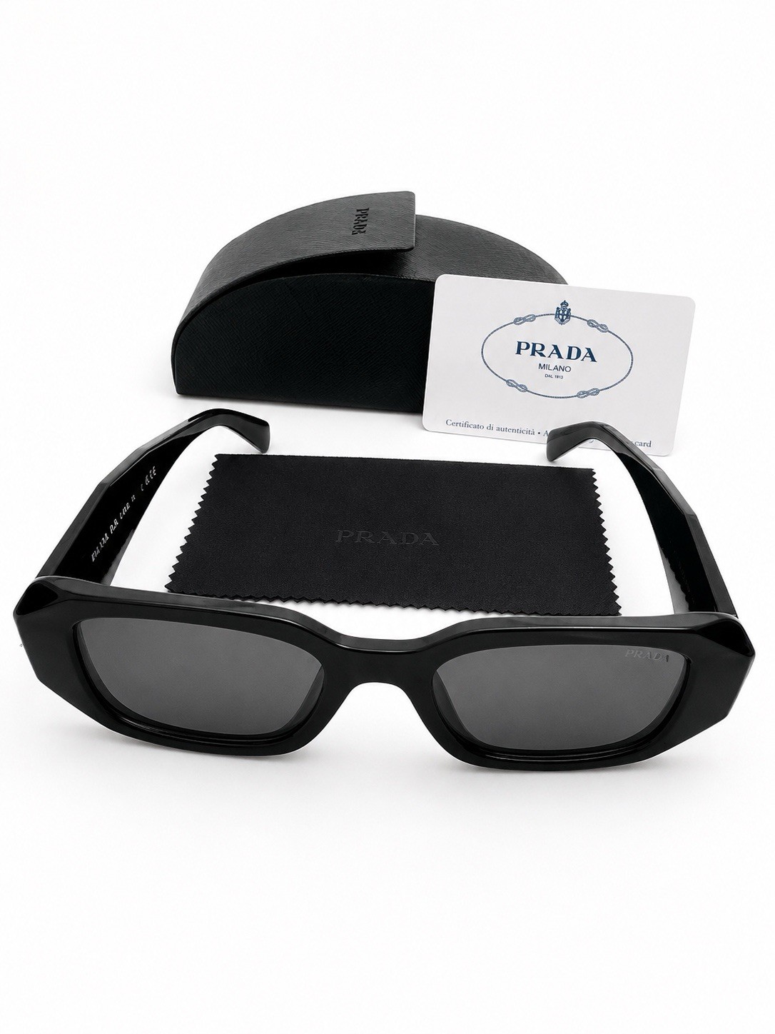 PRADA MILANO SUNGLASSES Unisex Rectangle – Black/Gray