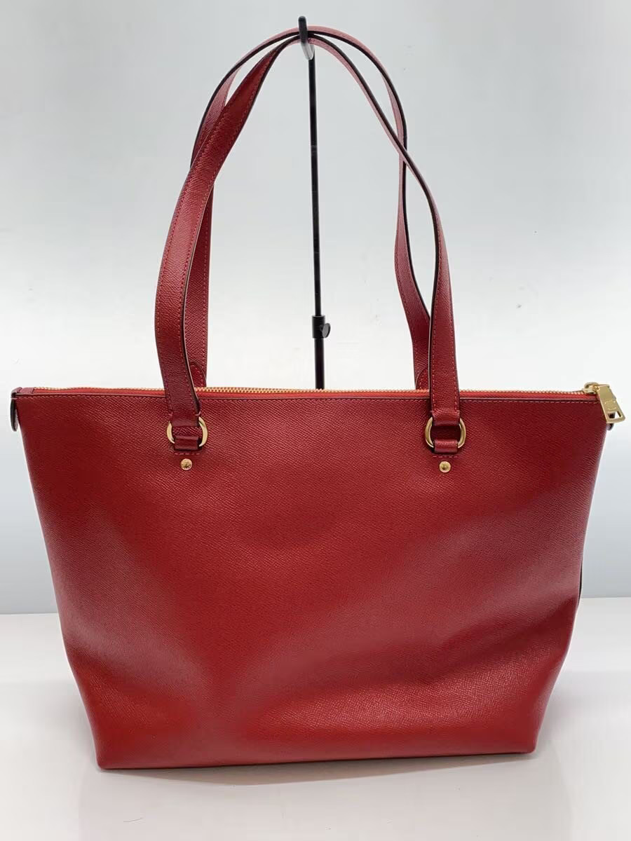 COACH Tote Bag, Leather, Red, Solid Color, F79608