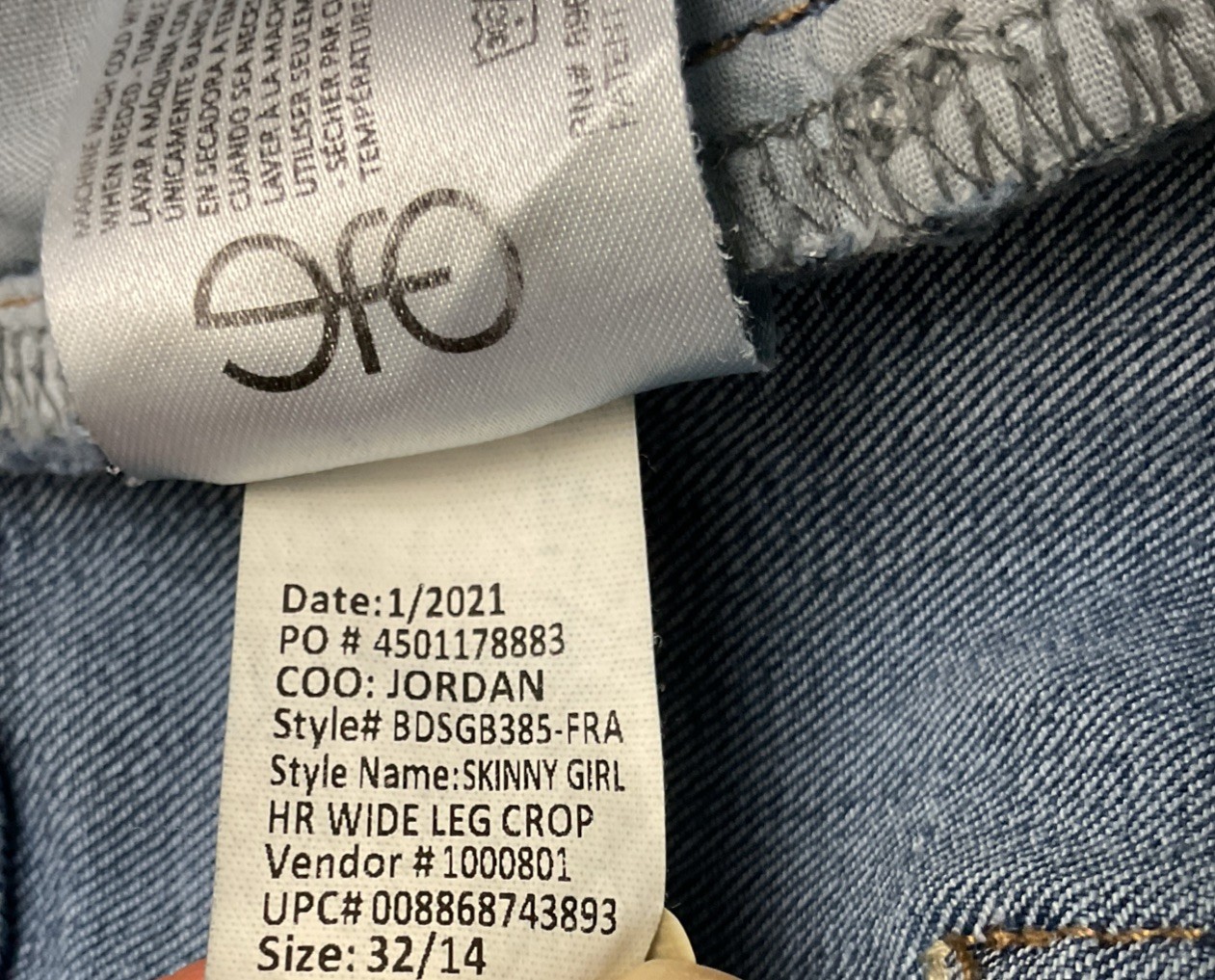 Skinnygirl Women’s Light Blue Wide Leg Crop HighRise Stretch Denim Jeans 32/14
