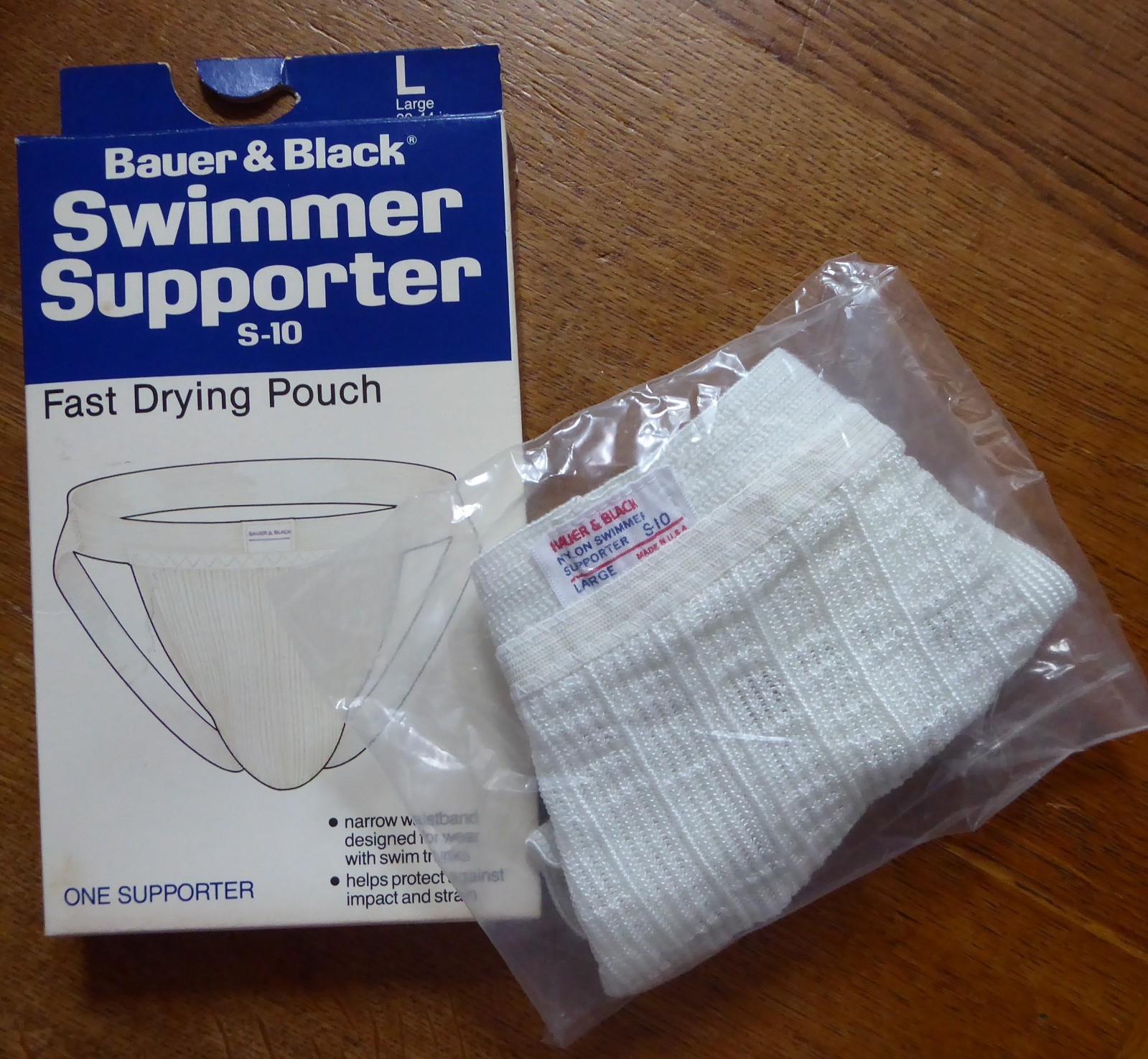 Vtg. Bauer & Black men’s swimmer athletic supporter, S-10, nylon, L, USA, NIB