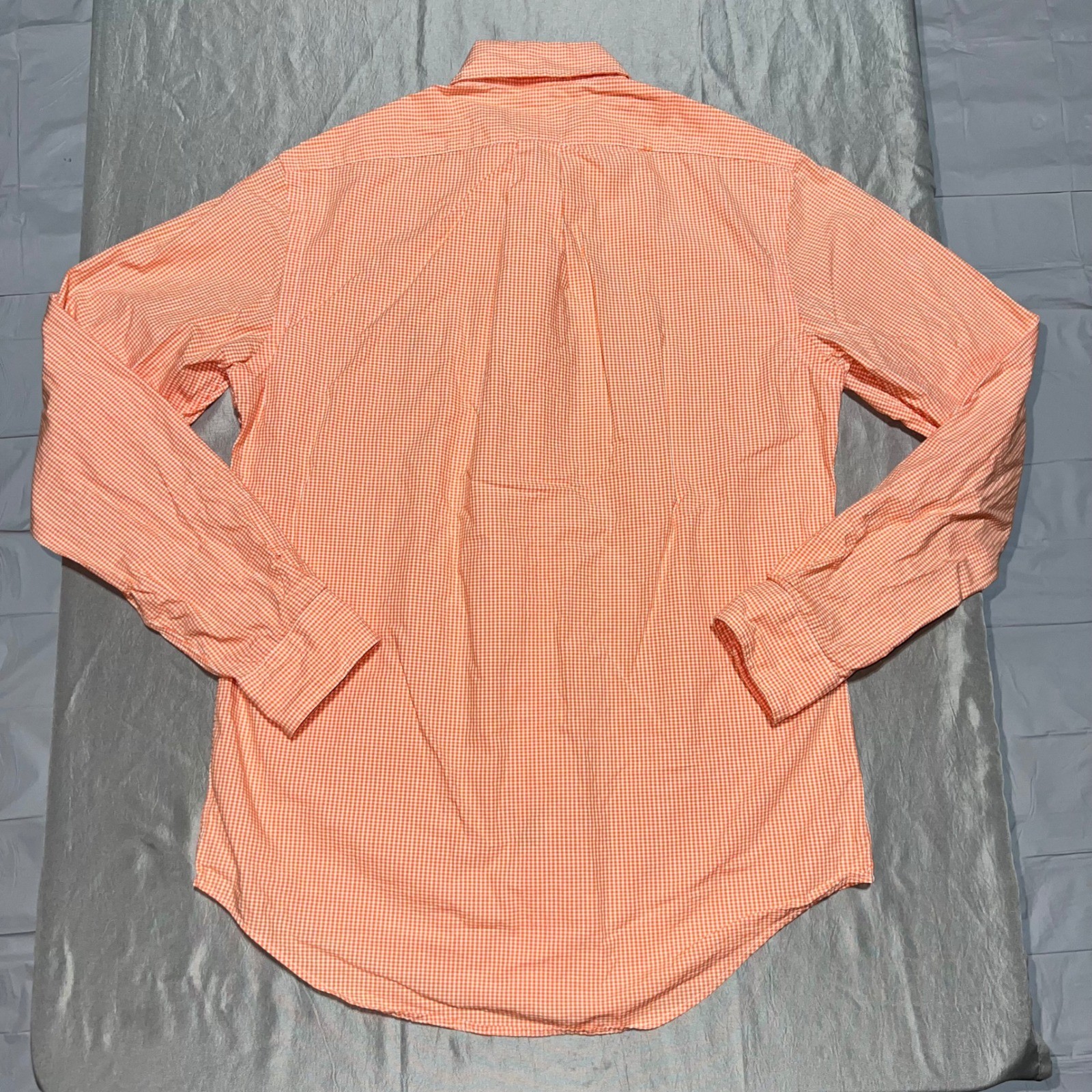 Ralph Lauren Mens Gingham Button Down Shirt Orange White Cotton Small RN41381
