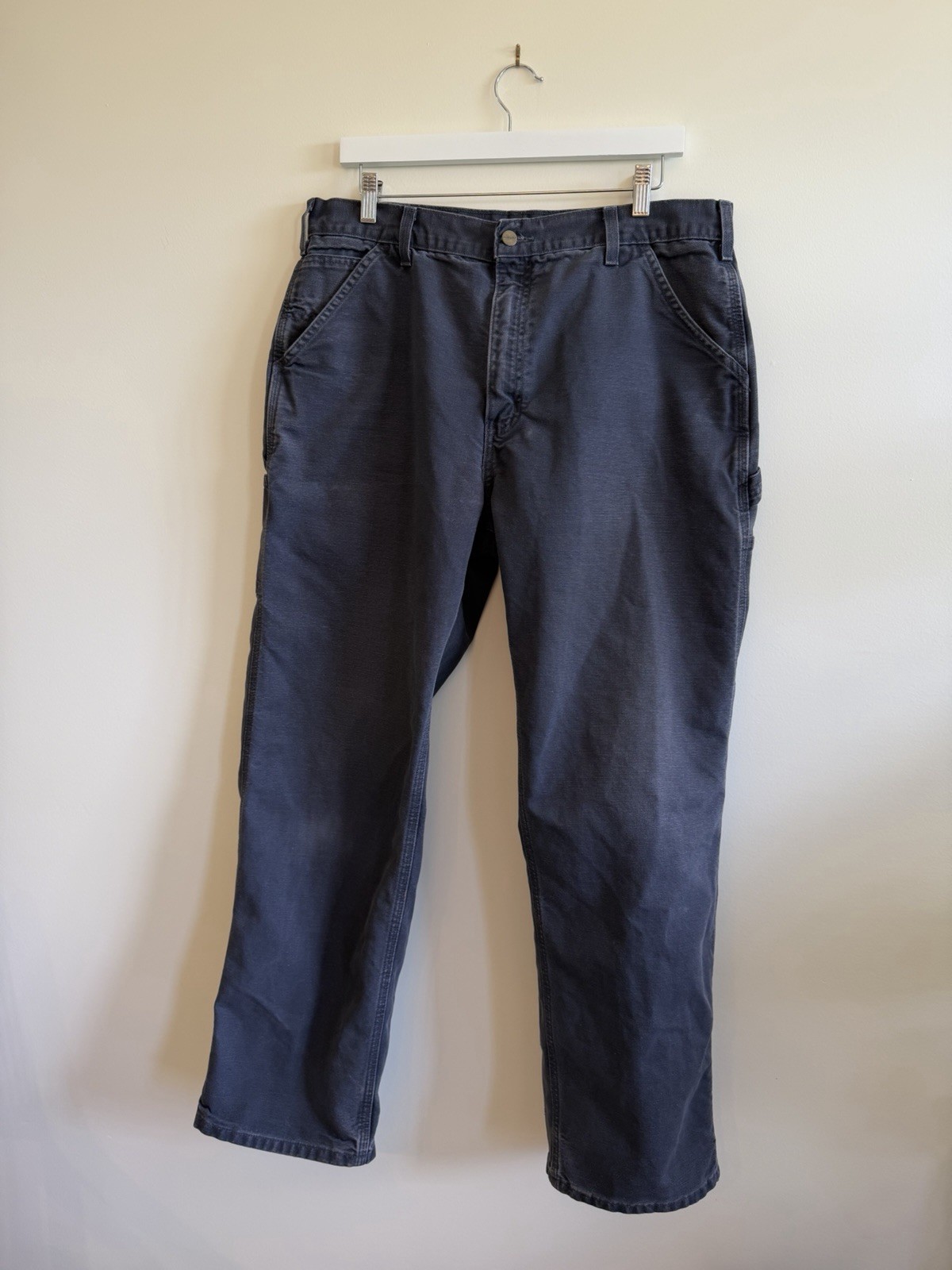 Carhartt Men’s Canvas Duck Workwear Navy Pants RN# 14806 Size 36X32 Relaxed Fit