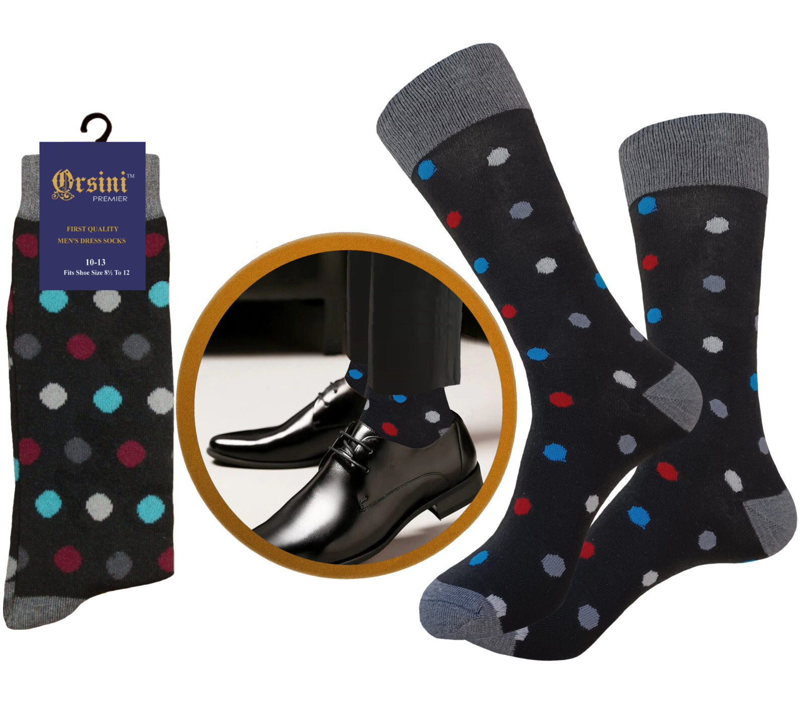 12-6 Pair MULTI PATTERN First quality Multi color Men’s COTTON Dress Socks 10-13