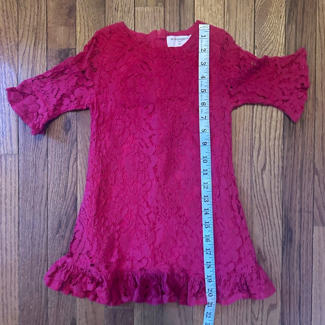 Mud Kingdom Girls Dress Red Lace dress size 5 *Brand size chart in photos