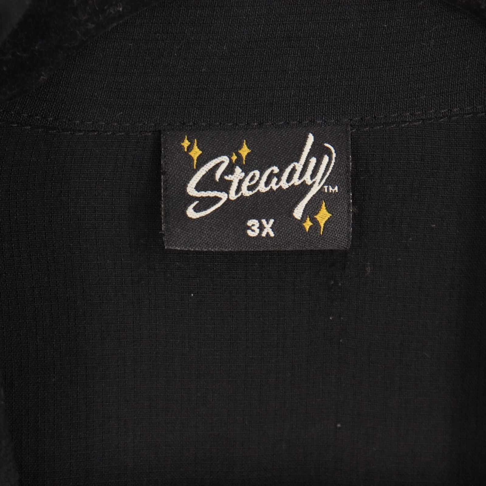 Steady Mens 3X Black & Red Panel Rockabilly Button Up Short Sleeve Bowling Shirt