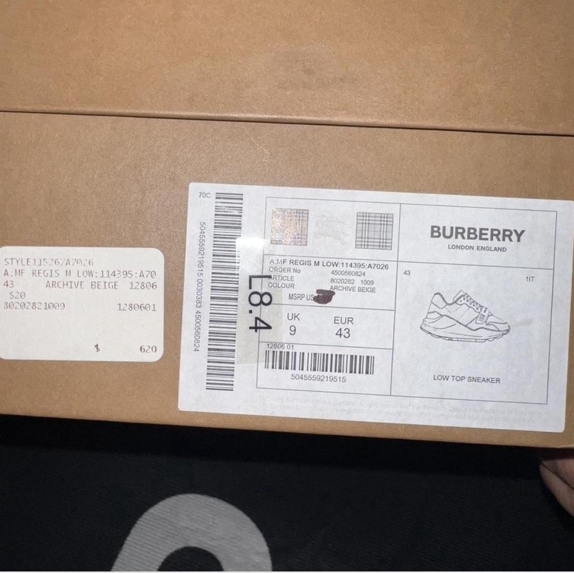 Burberry 100% original men’s size 10 in box used 1 or 2 times