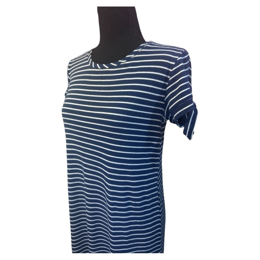 LC Lauren Conrad Navy White Striped T Shirt Dress Tie Sleeve Size S
