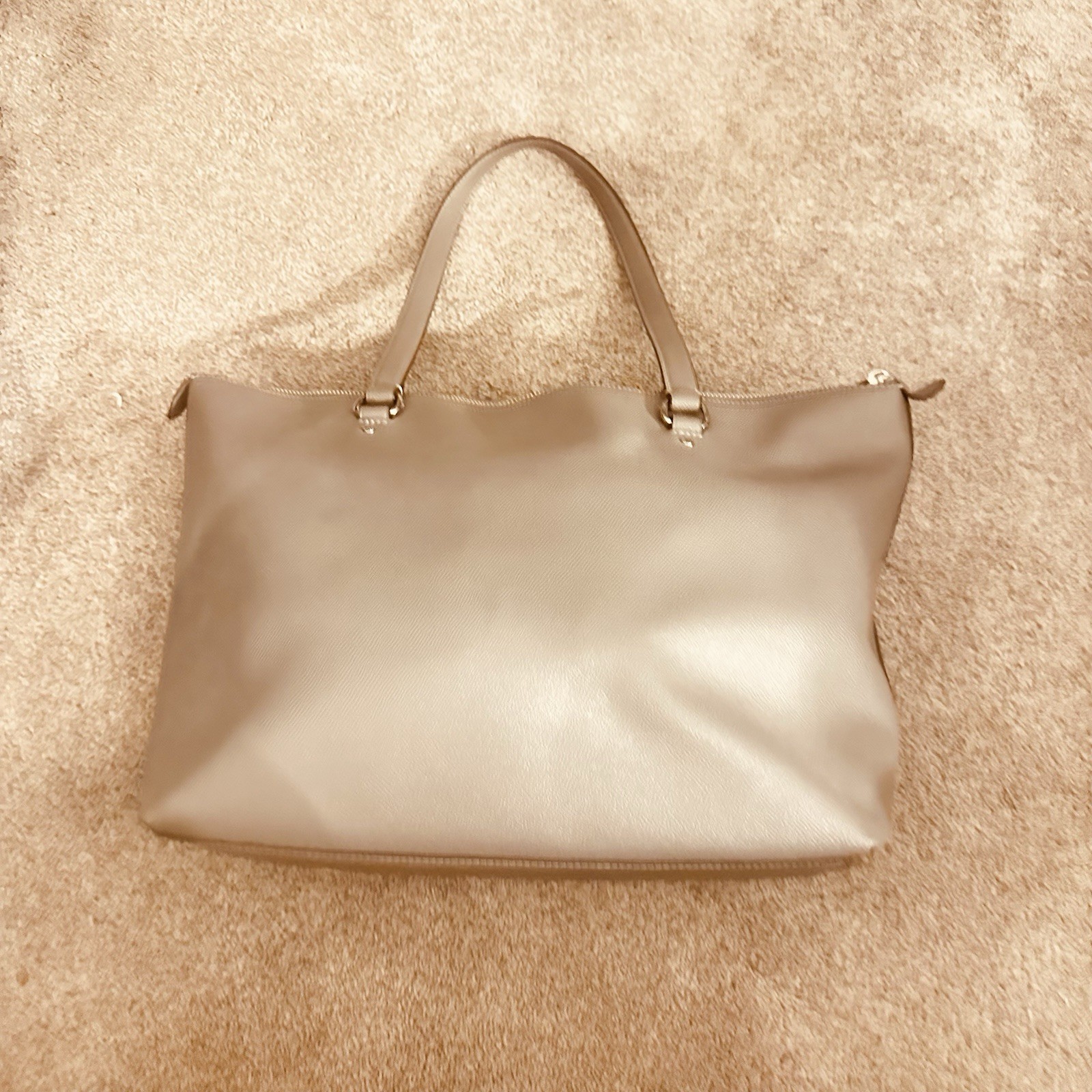 Coach Gallery Tote Large Crossgrain Leather Gray Zip Top Shoulder Bag F79608 EUC