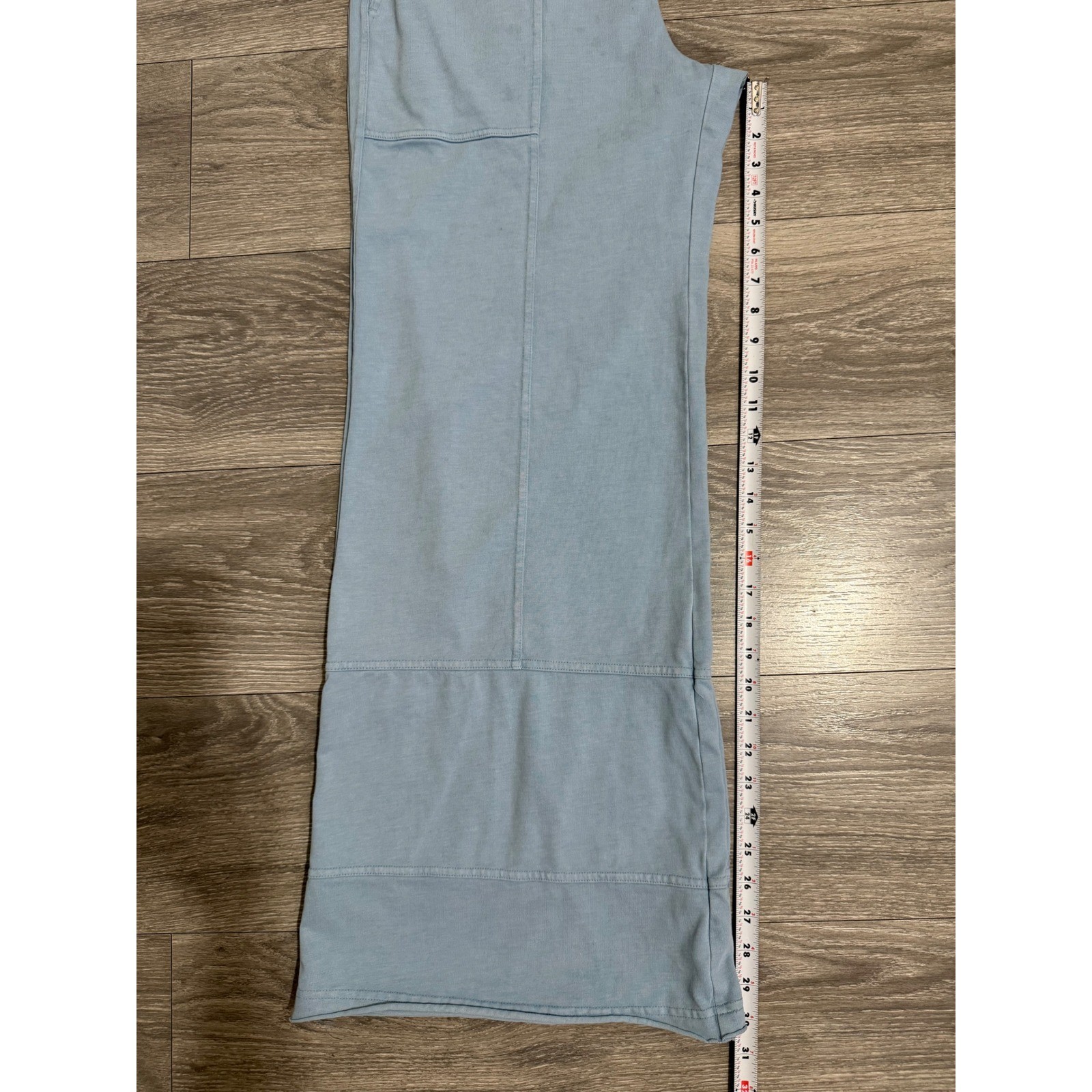 Rae Mode Women Cotton Blend Pants Siz L Light Blue Wide Leg Lounge Elastic Waist
