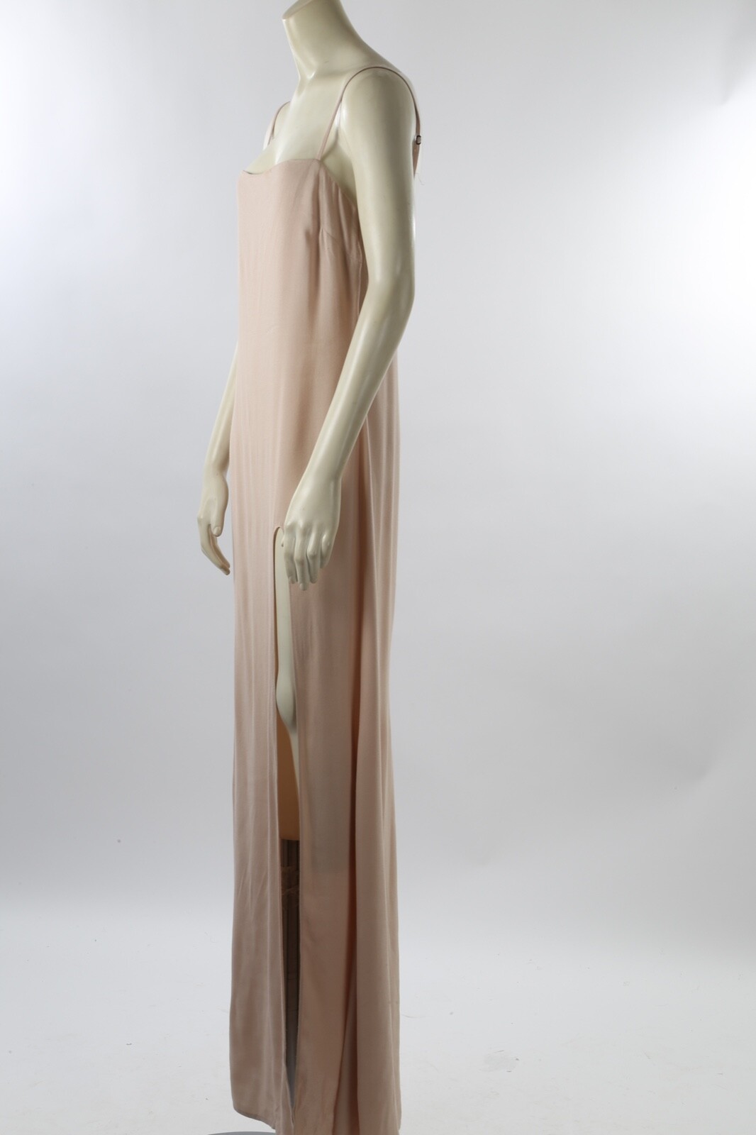 Reformation Nude Spaghetti Strap Maxi Slip Dress High Slit Cami Womens Sz 4
